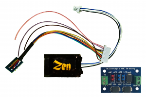 Zen Black Decoder. Midi-sized decoder with 8-pin harness. High Power. 6 Functions. Includes 1x ABC module