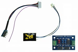 Zen Black Decoder: Classic small decoder shape with 8-pin harness. 4 Functions. Includes 1x ABC module.