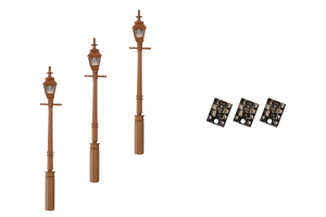 4mm Scale Gas Street/Platform Lamps - Brown (3 pack)