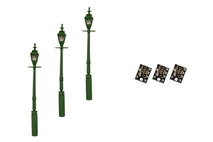 4mm Scale Gas Street/Platform Lamps - Green (3 pack)