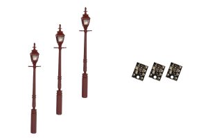 4mm Scale Gas Street/Platform Lamps - Maroon (3 pack)