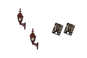 4mm Scale Gas Wall Lamps - Maroon (2 pack)