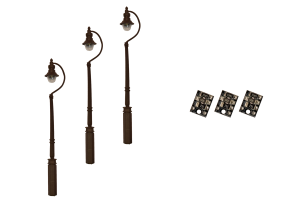 4mm Scale Swan-Neck Street/Platform Lamps - Black (3 pack)