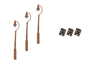 4mm Scale Swan-Neck Street/Platform Lamps - Brown (3 pack)