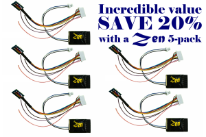 Zen Black Decoder: 21-pin + 8-pin connectability. 21MTC 4 full power + 2 Logic functions. (5-Pack)