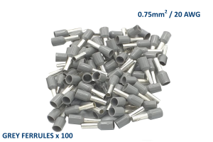 Grey Ferrules for 20 AWG ~ 0.75mm SQ wire