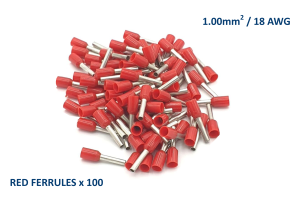 Red Ferrules for 18 AWG ~ 1.00mm SQ wire