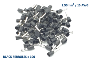 Black Ferrules for 15 AWG ~ 1.50mm SQ wire