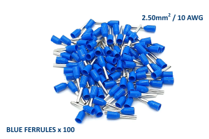 Blue Ferrules for 10 AWG ~ 2.50mm SQ wire